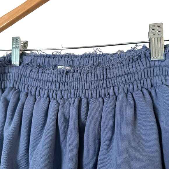 Aerie Weekend Ruffle Tiered Mini Skirt Blue Terry Cloth Pull On Women's Size M - Picture 7 of 13
